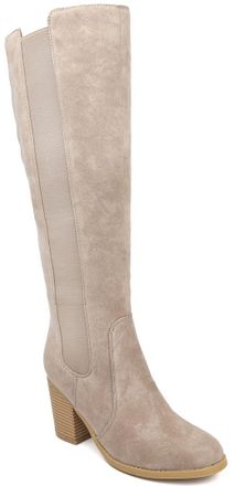 SUGAR Womens Riding Boots Heeled Knee High Boot with Tall Shaft, Taupe Oil Fabric, 7 UK