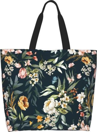 Generic Flower Leaves Flower Grocery Bag Waterproof Shopping Bag Foldable Grocery Bags For Work College Picnic