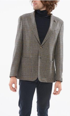 Corneliani CC Collection Blazer Sfoderato con Motivo Glen Plaid Muticol taglia 50