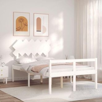 vidaXL Senior Bed without Mattress White Small Double Solid Wood vidaXL