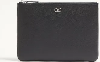 Valentino Garavani Vlogo Signature Grainy Calfskin Pouch