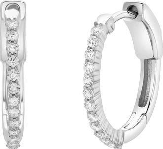 LuvMyJewelry Evangeline Halfway Diamond Set Huggie Hoop Earrings in 14K Gold