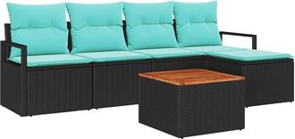 vidaXL Conjunto De Sof&aacute;s De Jard&iacute;n 6 Uds. Negro Rat&aacute;n Sint&eacute;tico Vidaxl