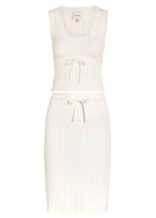 Reformation Erin Pointelle Stretch-cotton top and Skirt set - Cream - S (UK8-10 / S)
