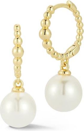 Glaze Jewelry Cultured Pearl Drop Huggie Hoop Earrings in Gold at Nordstrom Rack