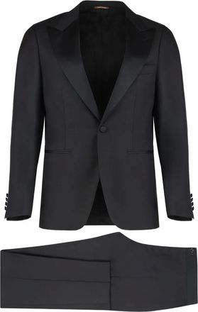 Canali Completo in lana con revers a lancia - Nero