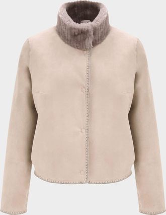 Gorski Reversible Merino Grooved Shearling Lamb Jacket With Embroidered Trim