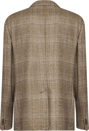 Etro Mens Single-Breasted Blazer Prince Of Wales Beige Wool Jacket