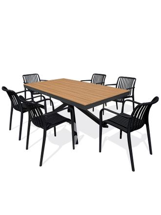 DCB Garden Lamu - Conjunto De Comedor De Jard&iacute;n De Aluminio Para 6 Personas - Antracita - Dcb Garden
