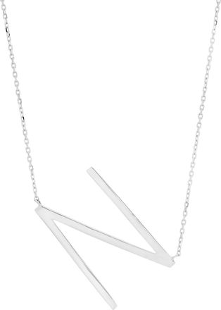 MAX + STONE Sterling Silver Large Sideways Block Initial Letter Necklace