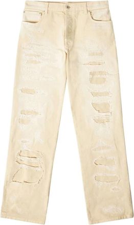 Heron Preston Straight Fit Jeans, male, Beige, W34, Distressed Finish Straight Leg Jeans