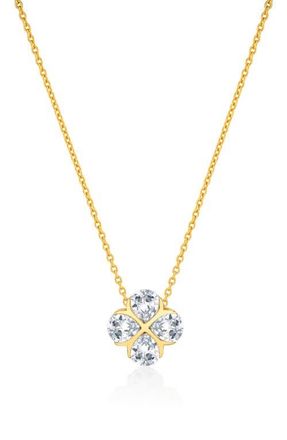 Crislu Four Stone Pendant Necklace in 18Kt Yellow Gold /Clear Stone at Nordstrom, Size 16 In