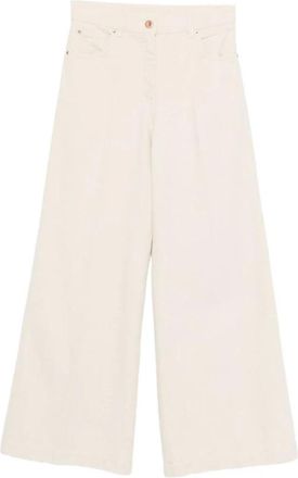 Aspesi Wide Leg Pleated Pants - Dames - Wijde Broeken - Beige - W26 - Katoen - Broeken