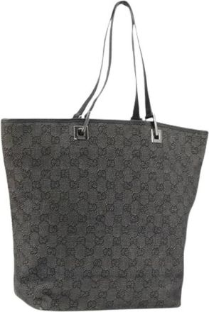 Gucci Pre-owned Tote Bags, female, Black, Size: ONE SIZE Pre-owned Vintage Canvas Tote Bag