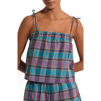 Etam Vagabonde Plaid Cotton Pajama Camisole in Blue at Nordstrom, Size X-Small