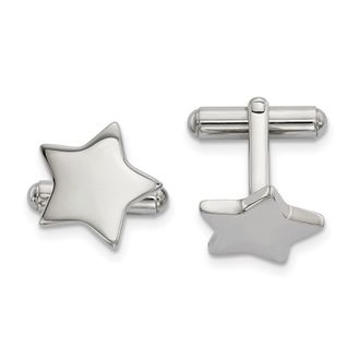 Diamond2Deal Stainless Steel Polished Star Cufflinks