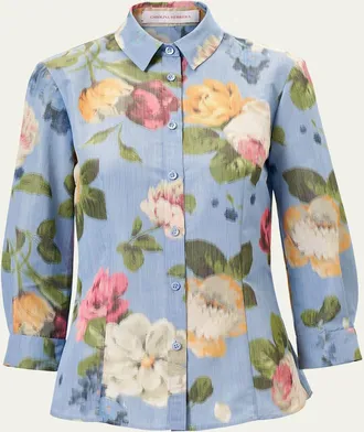 Carolina Herrera Ana Floral Button-Down Shirt