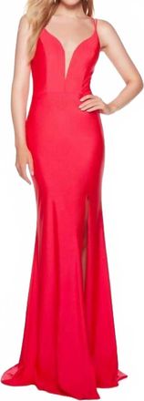 Alyce Paris Strappy Back Plunging Dress In Watermelon