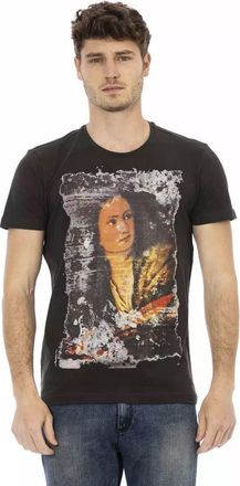 Trussardi Mens Vintage Art Print Tshirt Short Sleeve Crew Neck - Black Cotton - Size X-Large