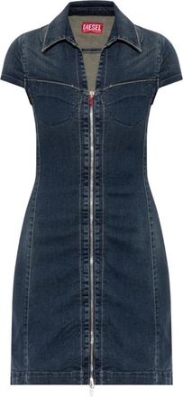 Diesel De-Lorvyn-S Jurk - Dames - Korte kleedjes - Blauw - M - Katoen - Kleedjes