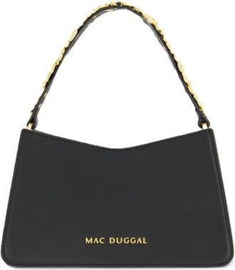 Mac Duggal Gold Floral Strap Nappa Leather Shoulder Bag in Black at Nordstrom