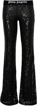 Palm Angels logo tape pailletten flare broek