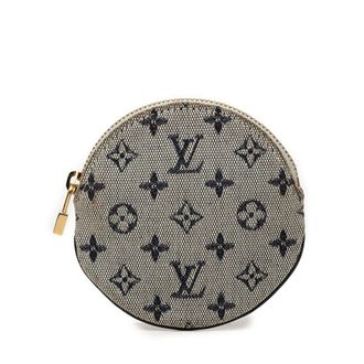 Louis Vuitton Navy Canvas Leather Coin Purse/Coin Case (Pre-Owned)
