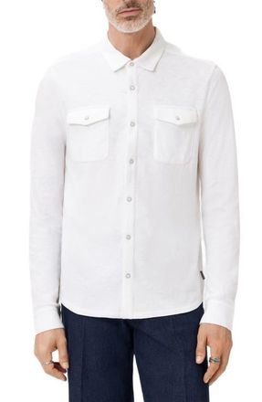 John Varvatos Arvon Knit Western Snap-Up Shirt in White at Nordstrom, Size Xx-Large