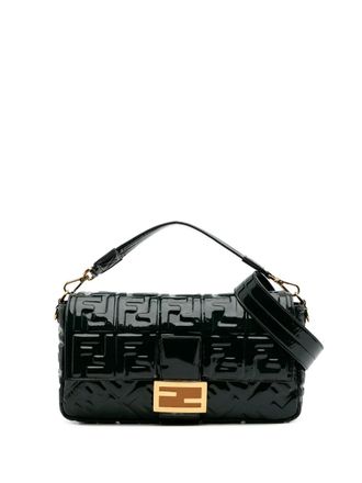 Fendi 2010-2025 Large Zucca Embossed Patent Baguette satchel - women - Patent Leather - One Size - Green