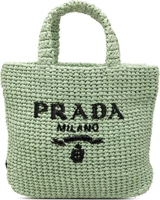 Prada Pre-owned Prada Small Raffia Effect Crochet Embroidered Logo Tote Ladies 17NWBLHD77Q7O3J5