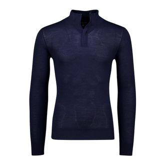 Cavallaro Truien & Vesten, Heren, Blauw, 2Xl, Wol, Saronno Half Zip Sweater