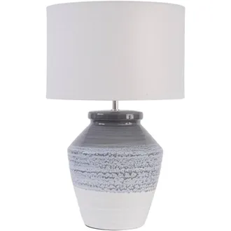 Libra Interiors Skyline Antique Crackle Table Lamp & Antiqued Cream slub shade in Grey