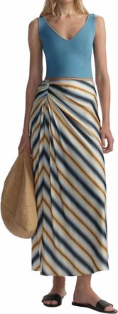 A.L.C. Jean Striped Midi Skirt In Tahoe Blue/milk Chocolate