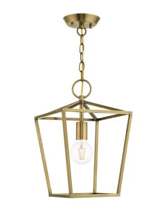 Livex Lighting 1-Light Antique Brass Convertible Semi Flush Lantern