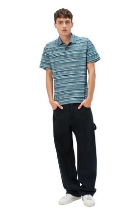 Missoni Short Sleeve Polo In Flame Jersey in Blue & Green at Nordstrom, Size X-Large