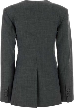 Ganni Womens Melange Blazer Gray Wool Polyethylene Blazers