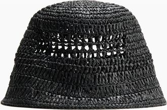 H&M Straw bucket hat in Black at Nordstrom, Size Medium