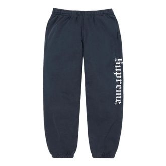 SUPREME FW25 Washed Old English Sweatpant Navy SUP-FW25-190-NA