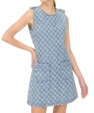 ZOE AND CLAIRE Quilted Denim Dress In Blue