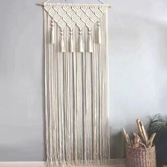 OEM Cortina De Macram&eacute; Bohemia Para Puerta, 66x200 Cm, Algod&oacute;n Natural, Borlas Decorativas, Tapiz Colgante Para Puerta O Ventana -ulisem