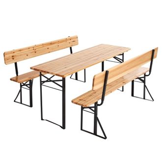 Oviala Conjunto de brasserie con mesa de 180 cm y bancos con respaldo