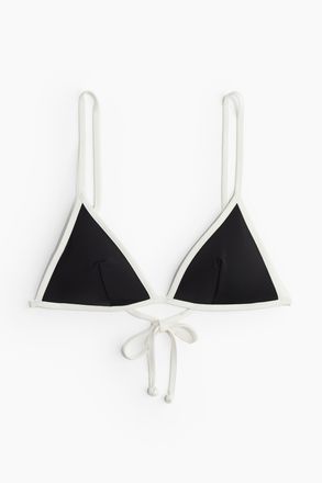 H&M Wattiertes Triangel-Bikinitop - Schwarz/Weiss