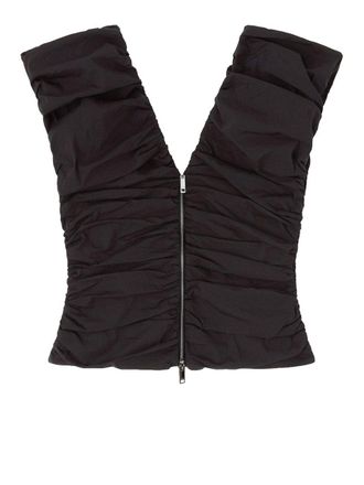 Ganni Stretch Cotton Ruched Top