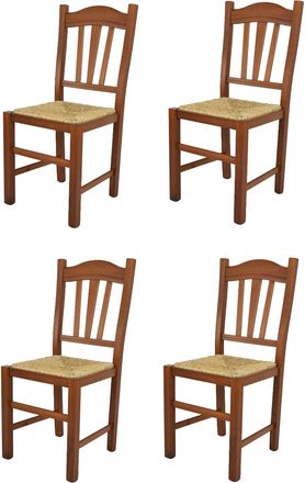 Tommychairs Tommychairs 4 Sillas Silvana En Haya Color Nuez Claro Y Asiento De Paja