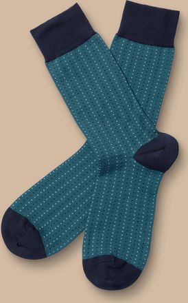 CHARLES TYRWHITT Spot Socks - Teal Green Size 10.5-13 by Charles Tyrwhitt