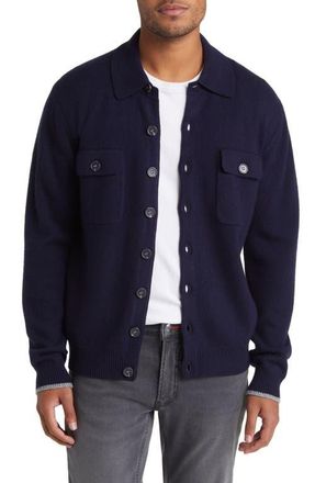 Lorenzo Uomo Merino Wool & Cashmere Cardigan in Navy at Nordstrom, Size Xx-Large
