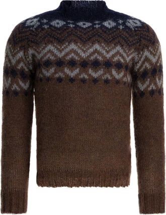Rakk&igrave; Robert Crater Crewneck Sweater - Heren - Coltruien - Bruin - M - Wol - Truien & Vesten