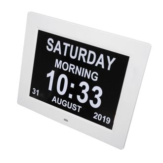 OEM Reloj Digital Con Calendario (10 Pulgadas), 8 Idiomas, Funci&oacute;n De Atenuaci&oacute;n Autom&aacute;tica, Apto Para Personas Mayores, 110-240 V, Blanco, Enchufe Est&aacute;nd