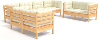 vidaXL Muebles De Jard&iacute;n 8 Piezas Cojines Madera Maciza De Pino Vidaxl