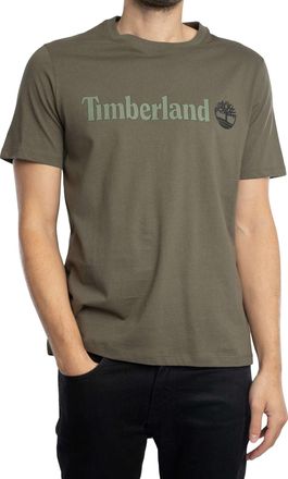 Timberland Mens Linear Logo T-Shirt, Dark Green, XXL